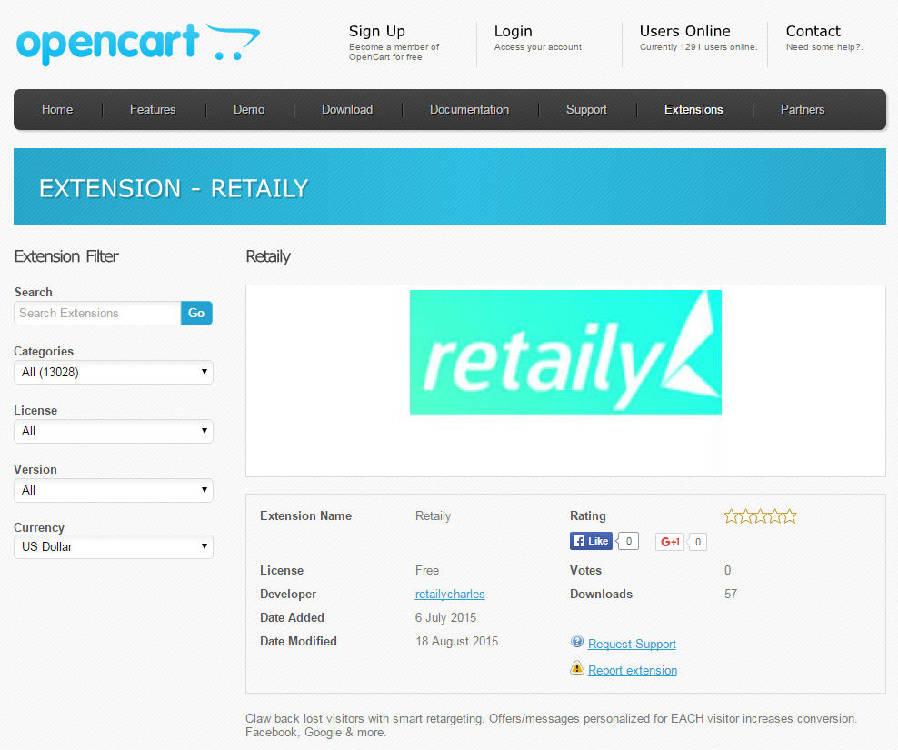 Retaily OpenCart Extension